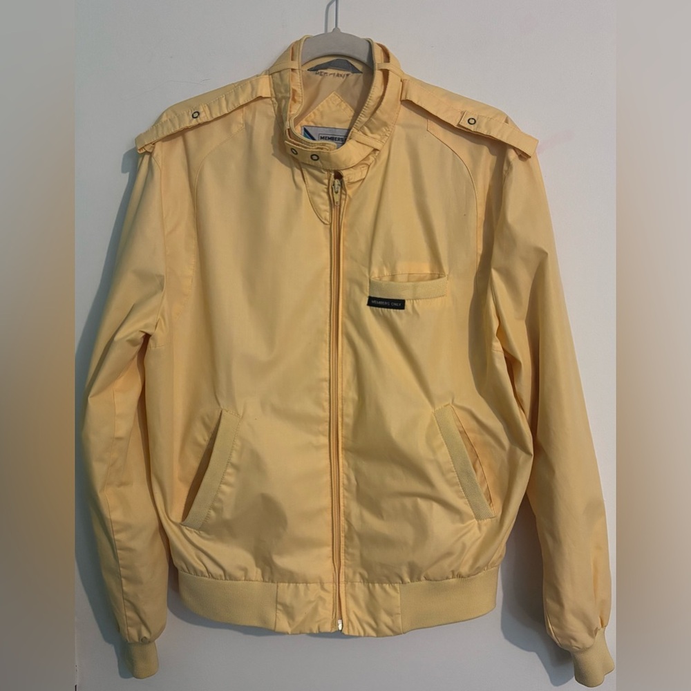 Vintage‎ Members Only Sz 40 (8) Womens Yellow Lightweight Jacket Rainbow Label